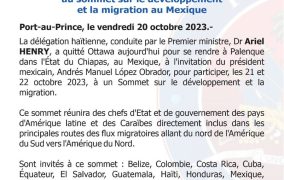 Participation du Premier ministre, Dr Ariel Henry, au sommet sur le développement et la migration au Mexique