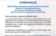 [COMMUNIQUÉ] - Négociations engagées entre les gouvernements haïtien et vénézuélien autour de la restructuration de la dette dans le cadre du programme PetroCaribe